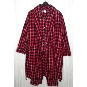 Lands' End 3-Piece Flannel Pajama Set & Robe Set Plaid Size Small